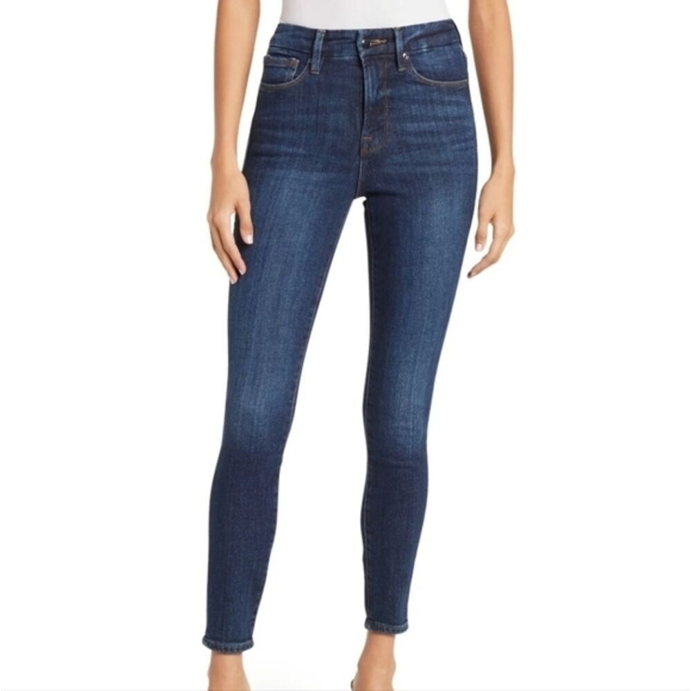 Good American Good Waist Skinny High Rise Chewed Pocket Jeans NEW Size‎ 00/24